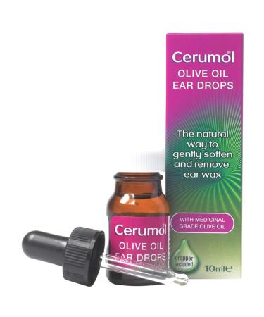Cerumol Extra Virgin Olive Oil Ear Drops 10ml Gentle Natural Formulation Helps to Relieve Symptoms of Ear Wax Softens Earwax Dropper Included