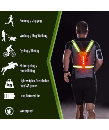 LED Reflective Running Vest | High Visibility Safety Gear for Night Running, Walking, Cycling | Adjustable Elastic Fit | Rechargeable Lights for Runners - Buy Online on GoSupps.com