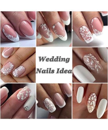 5D White Flower Nail Stickers - Self-Adhesive Embossed Floral Rose Decals for DIY Wedding Manicure - 4 Sheets - Buy Online on GoSupps.com