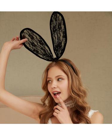 Women Bunny Costume Set Lace Rabbit Ears Headband Hairband Necklace Choker Dot Gloves Costume Accessories - Buy Online on GoSupps.com