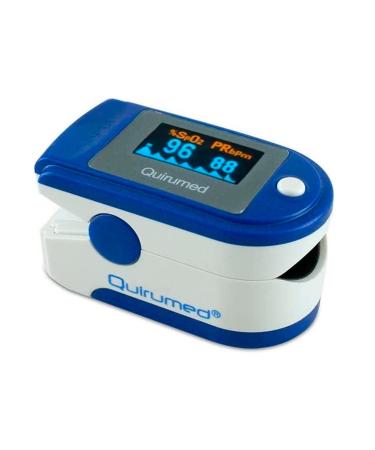 Quirumed portable pulseximeter for oxygen saturation (SPO2) and pulse measurement with a pllethymographic waveform pulse monitor LED display immediate reading