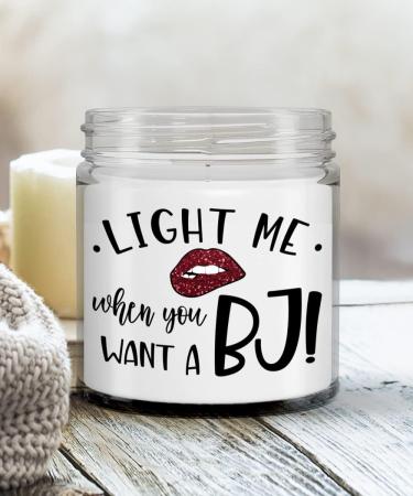 BJ Candle for Him - Funny Anniversary & Valentine's Gift for Husband Boyfriend Fiance | 9oz Vanilla Scented Soy Wax Candle - Buy Online on GoSupps.com