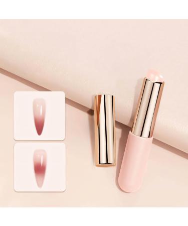 French Nail Stamper - RTKHFZE French Tip Manicure Tool with Replaceable Stamper Head Repeatable Silicone Nail Stamper Kit for Gel Nail Polish DIY Manicure Tool (Pink)