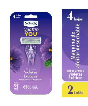 Schick Quattro You Exotic Violet Blooms Disposable Razors for Women 4ct (W300640400) - Buy Online on GoSupps.com