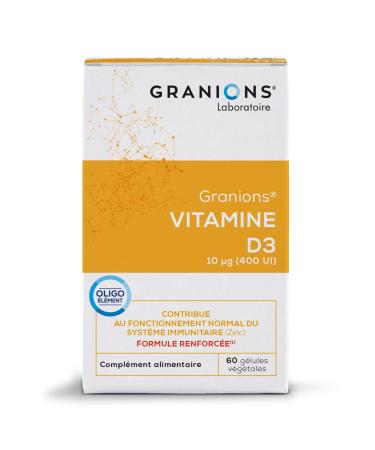 Vitamin D3 GRANIONS | Food supplement vitamins | Vitamin D3 10 g with Zinc | Immune defenses bone capital vitamin D | Made in France | 60 capsules