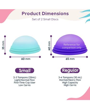 Ecoblossom Menstrual Disc - Set of 2 Reusable Period Discs with Storage Bag - Soft & Flexible Medical-Grade Silicone - Small Size - Pack of 2 - Buy Online on GoSupps.com