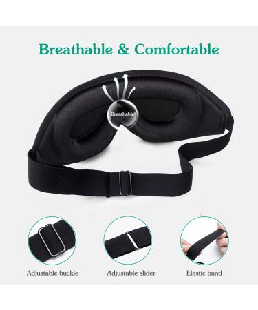 Kimkoo Ultra-Light 3D Contoured Sleep Mask - Soft & Adjustable - Ideal for Travel, Sleep & Office - Black - Buy Online on GoSupps.com