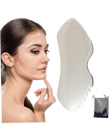 Gua Sha Facial Tools 304 Stainless Steel Gua Sha Mirror Polished Guasha Tool with Teeth Rounded Edge 3.9x1.6in Guasha Scraping Massage Tools with Storage Bag Massage Stones