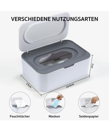 Premium Wet Wipes Box for Babies | Moist Cloth Storage Solution | Gray Organizer with Lid for Home & Office - Buy Online on GoSupps.com