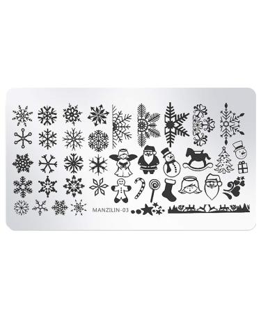 Nail Art Stamping Template Template Kit Nagel Platte Snowflake Snow Mann Santa Gingerbread Image Manicure Print Stencil Tools For Christmas Winter