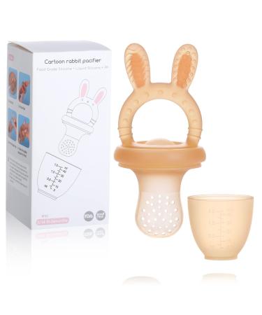 Vcnoeo Baby Fruit Food Feeder  Pacifier  Whole Body Silicone Feeder  for 10-36 Months Infant Teething Relief and First Stage Infant self-Feeding(Linen Brown)