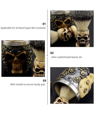Frcolor Dachshaar Razor Brush - Skull Pattern Bartschneider Cleaning Brush | Premium Grooming Tool for Men - Buy Online on GoSupps.com