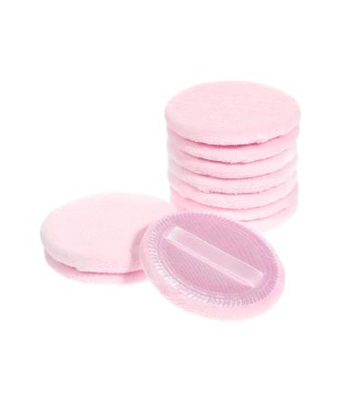 FRCOLOR 10 Pieces Powder Puff for Body Powder  Cotton Round Makeup Puff with Strap for Powder Foundation Loose Mineral Powder Body Powder  Pink 10 Count (Pack of 1)