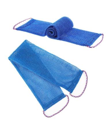 African Exfoliating Net Sponges with Hand Rope Deep Cleaning African Net Bathing Sponge Long African Net Bath Exfoliating Shower Body Scrubber Skin Smoother for Women Men Shower Blue