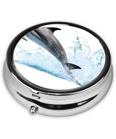 Dolphin Print Mini Round Pill Box - 3 Compartment Portable Medicine Organizer for Travel Home & Office Use - Buy Online on GoSupps.com