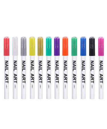 Liner Nail Graffiti Waterproof Painting Liner Brushes Easy Using Fine Tip Nail Pens for Supplies (12 Count) Goforwealth