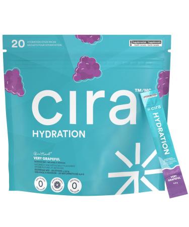Cira Hydration Electrolytes Packets - Electrolyte Powder Naturally Flavoured & Sweetened w Stevia On-The-Go Hydration Packets w Himalayan Salt Magnesium Potassium - Very Grapeful 20 Servings