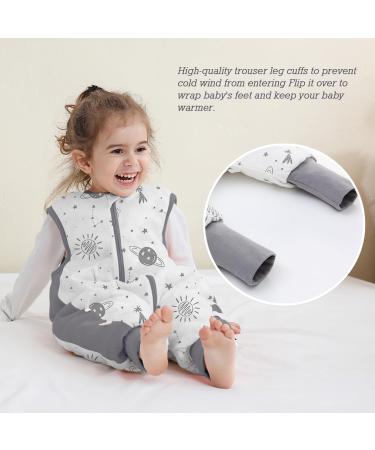 Baby Winter Sleep Sack with Feet 2.5 TOG | 100% Cotton Baby Sleep Bag with Legs | Sleeveless Zipper Toddler Sleeping Sack | Gray Starry Sky M | 12-24 Months - Buy Online on GoSupps.com