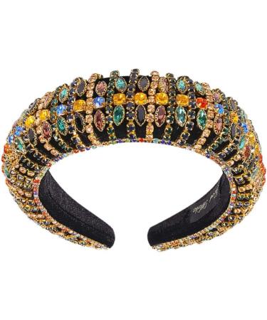 Minkissy Crystal Rhinestone Headband Glitter Headband Rhinestone Beaded Headband Padded Wide Hairband Wedding Christmas New Year Headwear for Women - Buy Online on GoSupps.com