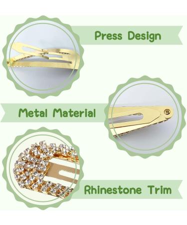 4PCS Gold Rhinestone Snap Hair Clips for Women - Shining Metal Hair Clips - Buy Online on GoSupps.com