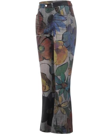 2023 Summer Floral Print High Waisted Flare Jeans for Women | Plus Size Straight Leg Denim Pants - 3X-Large - Buy Online on GoSupps.com