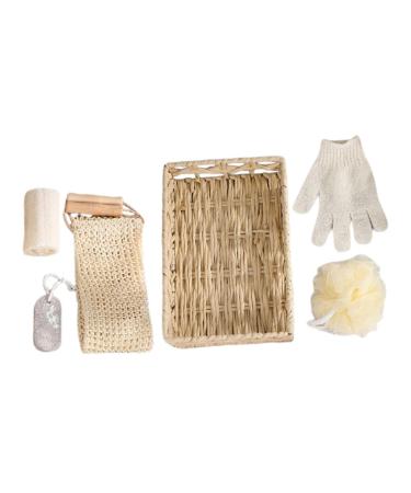 iplusmile Ensemble de Gommage Corporel et R pe Pieds 6 Pi ces Brosse de Bain en Bois Naturel Panier Rectangulaire 30x20x6 Cm Exfoliation Profonde pour Bain Soins Peau pour Femmes