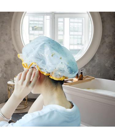 4 Colors Cute Washable Shower Caps for Girls and Women - Reusable, Waterproof, Double Layer Hat for Comfortable Hair Spa and Travel Use - Buy Online on GoSupps.com