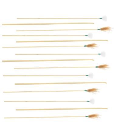OUNONA Bamboo Ear Wax Removal Kit 15-Piece Set Double-Ended Ear Cleaners Soft Bristles Detachable Design for Adults and Children