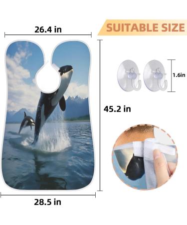 Jumping Whale Beard Bib Apron - Best Beard Hair Catcher for Men | Perfect Father's Day & Christmas Gift for Dad & Husband | Beard Bib with 2 Suction Cups - Buy Online on GoSupps.com