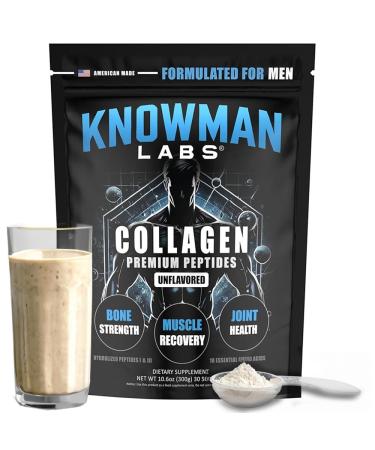Premium Collagen for Men Bone Joint & Muscle Formula Recovery Non GMO Dairy Free Sugar Free Keto & Paleo Friendly / 30 Srvg Unflavoured 10.6 Ounce (Pack of 1)