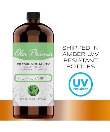 Ola Prima Peppermint Essential Oil Therapeutic Grade 16 oz for Aromatherapy, Diffuser, Cleaning, Lotions, Creams, Bath Bombs, Scrubs, Candles Peppermint 16 Fl Oz (Pack of 1) - Buy Online on GoSupps.com