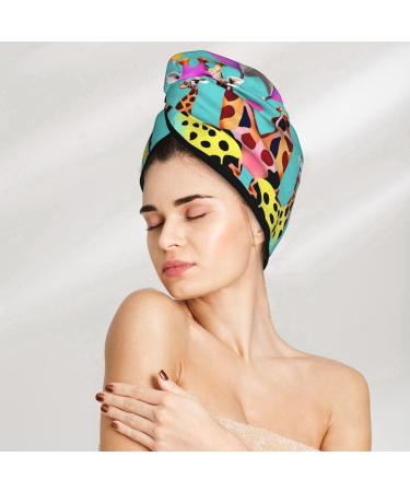 Colorful Giraffe Hair Drying Cap - Quick-Dry Coral Velvet Towel Wrap for Women & Men | Ideal for Travel & Home - Buy Online on GoSupps.com