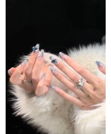 Temperament-enhancing manicure dreamy love sticking diamond three-dimensional trapezoidal explosion flash pure desire wind long hand-worn armor.(S)