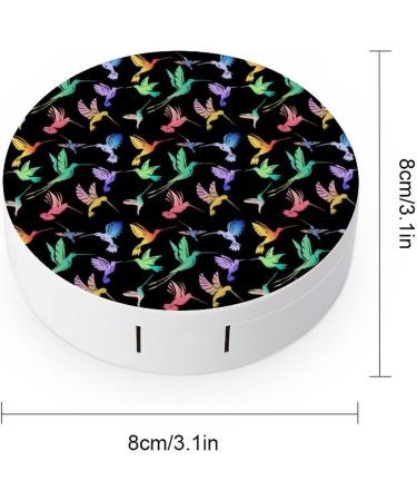 Colorful Flying Hummingbirds Round Case For Contact Lens Kit Storage Box with Mirror Printed - Buy Online on GoSupps.com