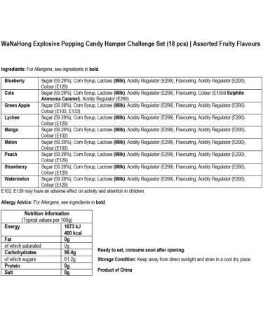 WaNaHong Explosive Popping Candy Hamper Challenge Set (18 pcs) | Assorted Fruity Flavours - Buy Online on GoSupps.com