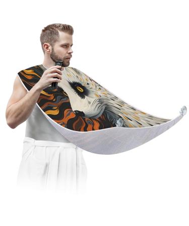Beard Bib Apron White Fox Beard Hair Catcher for Men Shaving Fathers Day Anniversary Christmas Gifts for Dad Husband Beard Bib with 2 Suction Cups