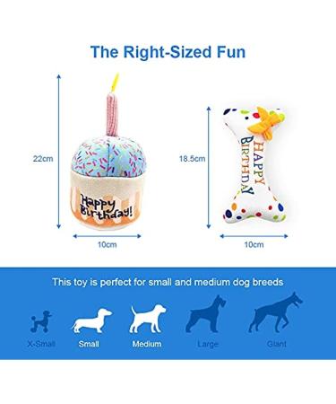 Runfar Soft Plush Dog Toy Set - Durable Cake & Bone Toys for Puppies & Small to Medium Dogs - Buy Online on GoSupps.com