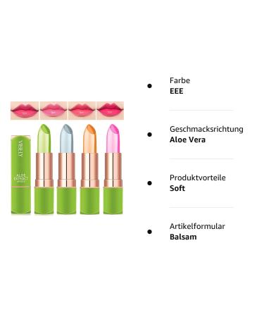 4 PCS Magical Color Change Aloe Vera Lipstick | Dulele Waterproof Long-Lasting Lip Balm | Makeup Essentials - Buy Online on GoSupps.com