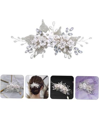 Ipetboom Pearl Hair Comb 1pc Bridal Headwear Crystal Pearl Bridesmaid The Flowers Hair Piece Silver Rhinestones - Buy Online on GoSupps.com