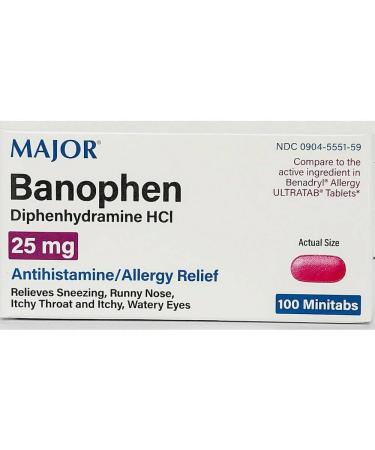 Buy Major Banophen Diphenhydramine Capsules 25mg - 100ct | Fast International Shipping - Buy Online on GoSupps.com