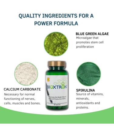 Bioxtron Natural AFA Stem Cell Supplement + Army Health Roll On - Regenerate Cells, Fight Pain & Fatigue - 60 Capsules + 100% Natural Curcumin - Relieve Joint, Muscle Pain & Migraines - Buy Online on GoSupps.com
