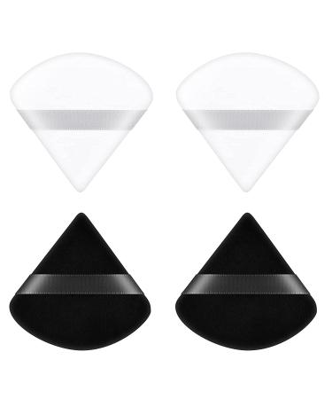 Triangle makeup powder quaste 2/4 piece of face sponge pouder puff washable reusable makeup sponge wet dry make -up tool for loose powder or foundation rouge 4 pieces (black 4 pieces (black / white)