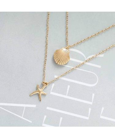 Yalice Layered Starfish Necklace - Boho Shell Jewelry for Women & Girls | Gold International Shipping - Buy Online on GoSupps.com