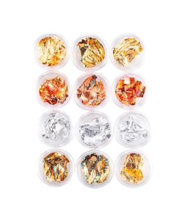 Manicure Irregular Aluminum Foil Nail Paper Gold Silver Nail Decorative Paper Glitter Manicure Paper 12 Cans