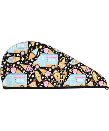 Buy Ice Cream Truck Microfiber Hair Towel - Soft Super Absorbent Coral Velvet Quick Dry Cap for Long Curly & Thick Hair - Buy Online on GoSupps.com
