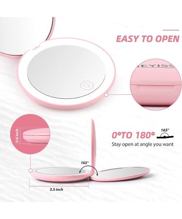 HEYISSU LED Compact Mirror 10X Magnifying Travel Makeup Mirror with Light - Pink 3.5 inch Pocket Purse Handbag Mirror - Buy Online on GoSupps.com
