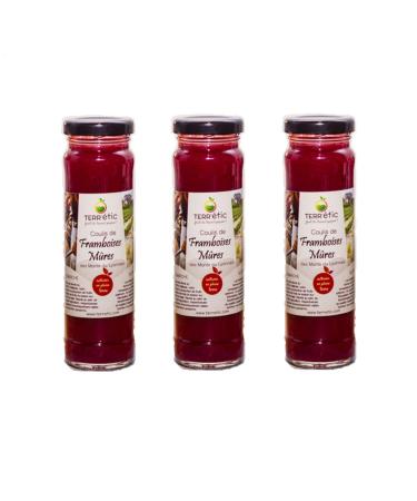 Mont du Lyonnais Set of 3 Raspberry & Blackberry Coulis Terr'étic Fruit of Peasant Work 155 ml