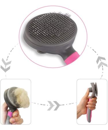Hesiry Cat Brush - Pet Shedding & Grooming Tool | Removes Loose Undercoat | Slicker Brush for Matted Hair | Self Cleaning Button | Pink - Buy Online on GoSupps.com