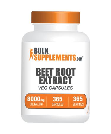 BulkSupplements.com Beet Root Extract Capsules - Beet Root Supplements Beet Root Pills Herbal Supplement - Vegan-Friendly 8000mg Equivalent 1 Capsule per Serving 365 Veg Capsules (Pack of 1)