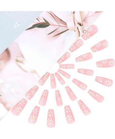 Coffin False Nails Long Fake Nails French Flowers Press on Nails Ballerina Acrylic Stick on Nails 24pcs for Women and Girls (Color : PINK Size : B) - Buy Online on GoSupps.com